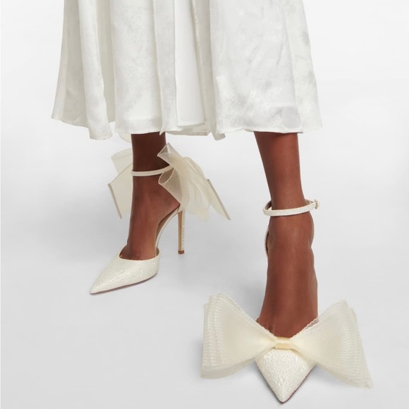 JIMMY CHOO Averly 100 bow-trimmed pumps bridal heels wedding - Picture 2 of 12